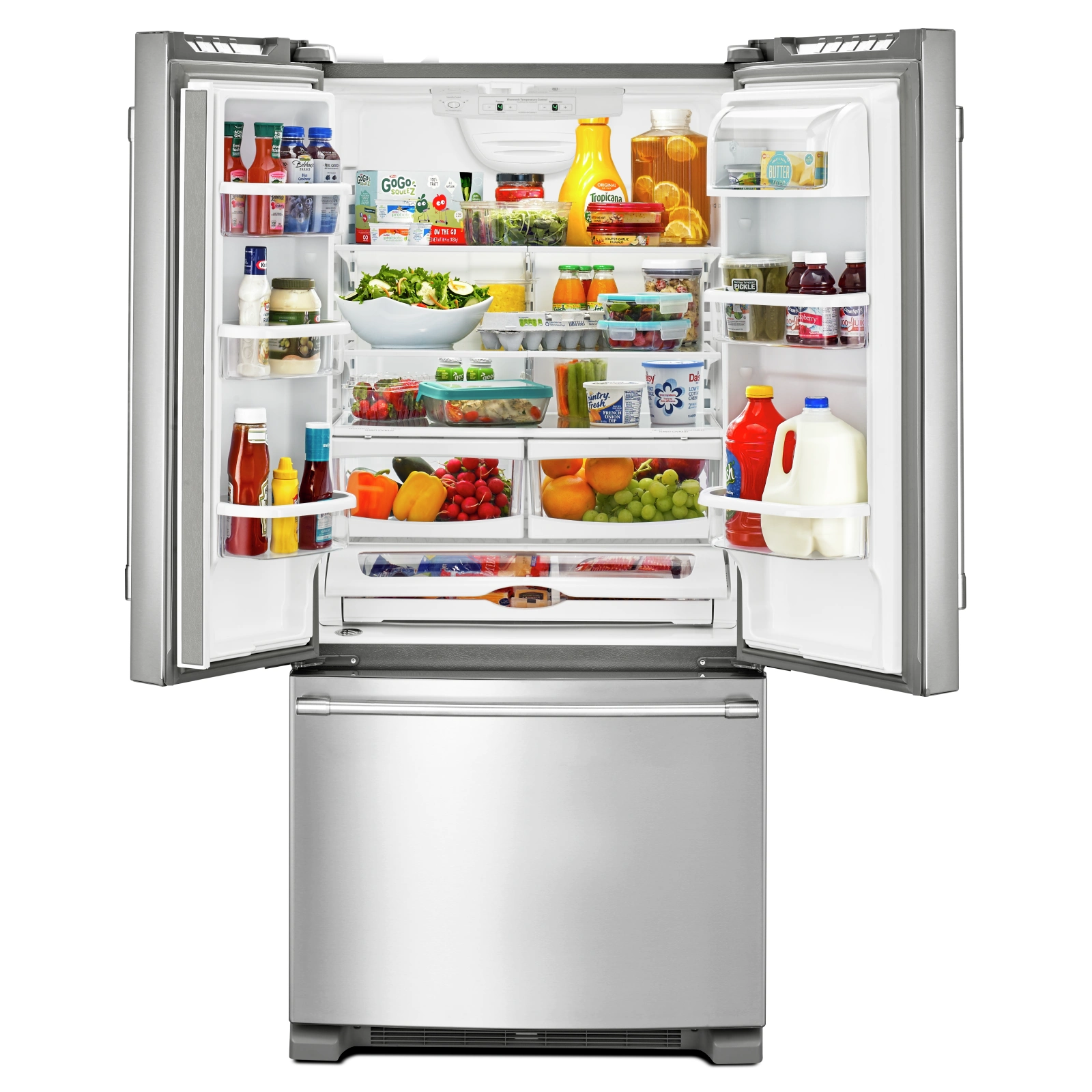 メジ Maytag - 32.63 Inch 22.11 cu. ft French Door Refrigerator in Stainless