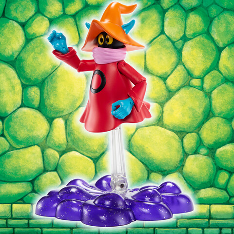 Masters Of The Universe Origins Action Figure Orko, Eternia Wizard Motu Toy  On Clear Stand