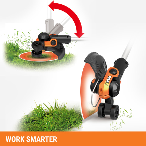 Worx WG163 12" Cordless Grass Trimmer/Edger, (2) 20V Li-ion, 5hr Charger, Wheeled Edging, Command Feed, Includes: WA3525, WA3742