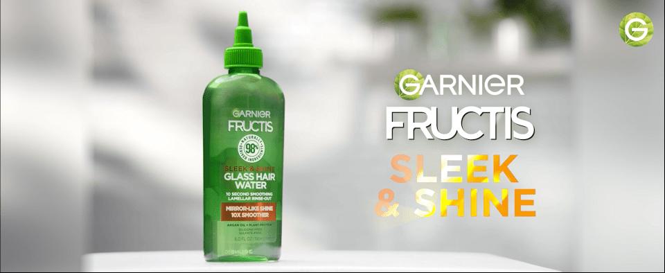 thumbnail video image 2 of Garnier Fructis Sleek & Shine Glass Hair Water 10 Second Liquid Rinse Out, 6.08 fl oz, 2 of 9
