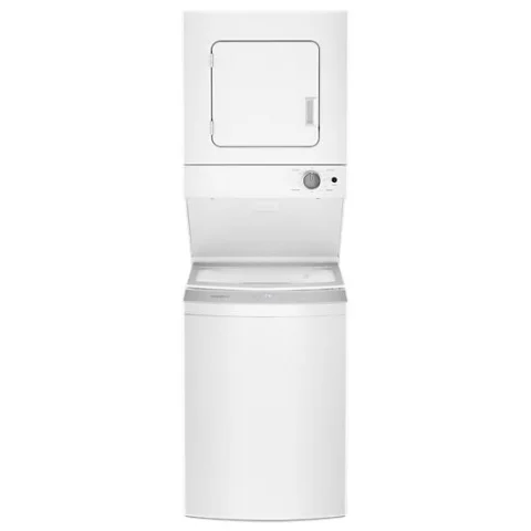 WET4024HW Whirlpool 24 Stacked Laundry Center Washer Electric Dryer with EasyView Glass Lid White