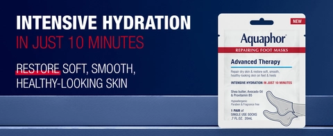 Aquaphor Repairing Foot Masks (1 Pair), Intensive Hydration in just 10 minutes; Restore soft, smooth, healthy-looking skin