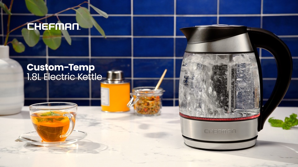Chefman 1.8L Electric Kettle, Temp Control, Removable Tea Infuser ...