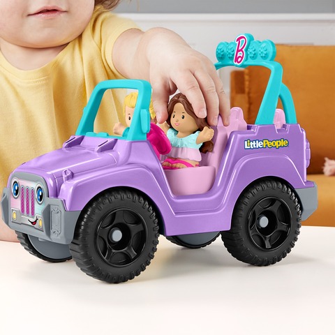 Little People Barbie - Coche de juguete para la playa con sonidos musicales  y 2 figuras para juegos de simulación a partir de 18 meses