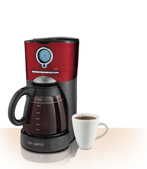 Mr. Coffee 12-Cup Programmable Coffee Maker with Rapid Brew System in Red  985120891M - The Home Depot
