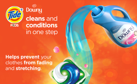 Tide PODS + Downy cleans and conditions in one step.