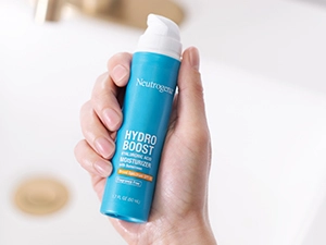 Apply SPF moisturizer with hyaluronic acid to face &amp; neck as the last step of your skincare routine