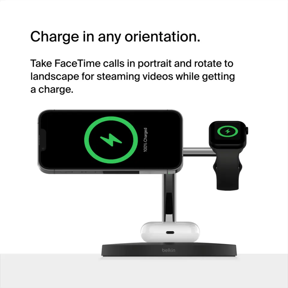 Apple - Belkin BOOST↑CHARGE PRO 3-in-1  ブラック Belkin BoostCharge Pro MagSafe 3-in-1 Wireless Charger for