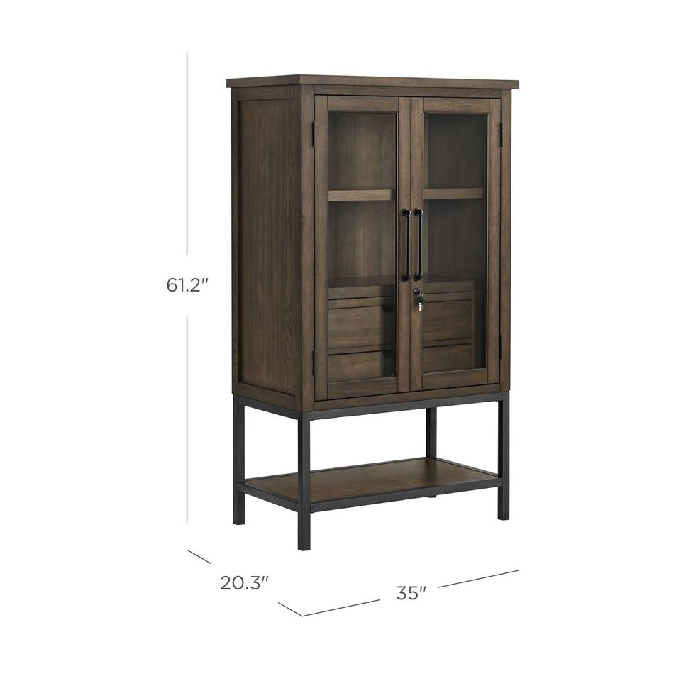 Image: Three-quarter view of the item on a white field with the doors closed and dimensions.