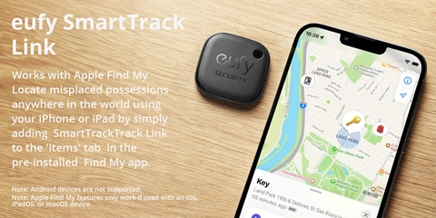 eufy SmartTrack Link, 2-Pack, iOS Only, E87B0011-4, Black
