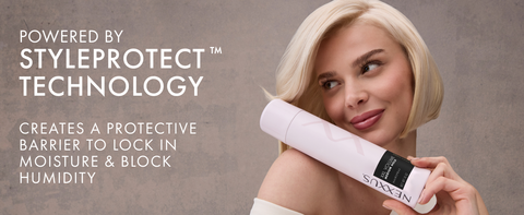 Woman with short, blond, healthy-looking hair next to text about benefits.