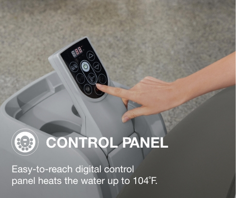 Digital control panel heats spa up to 104˚F