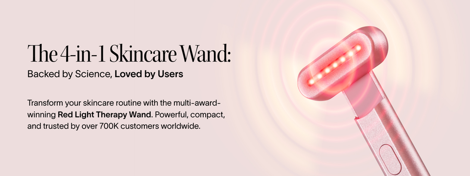 Red light therapy wand with text