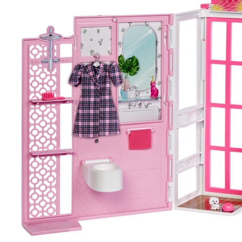 Barbie Dollhouse with Doll, 2 Levels & 4 Play Areas, Fully