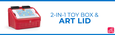 Step2 2-in-1 Kids Toy Box and Art Lid, Red 