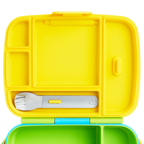 Munchkin Bento Box Toddler Lunch Box, BPA-Free, Green/Yellow/Blue