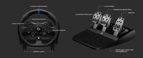 Logitech G923 - Wheel and pedals set - wired - for PC, Microsoft Xbox One, Microsoft Xbox Series S, Microsoft Xbox Series X Logitech G923 - Wheel and pedals set - wired - for PC, Microsoft Xbox One, Microsoft Xbox Series S, Microsoft Xbox Series X