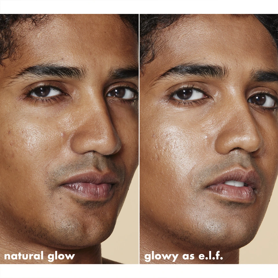 Model before and after using Halo Glow Liquid Filter