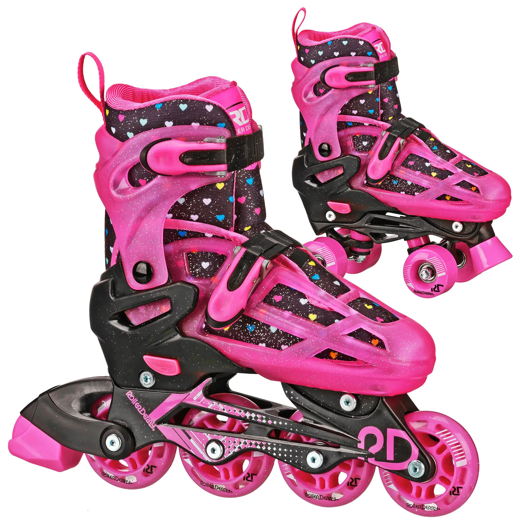 2PM SPORTS Vinal Girls Adjustable Inline Skates with Light up Wheels  Beginner Skates Fun Illuminating Roller Skates for Kids Boys and Ladies -  Purple