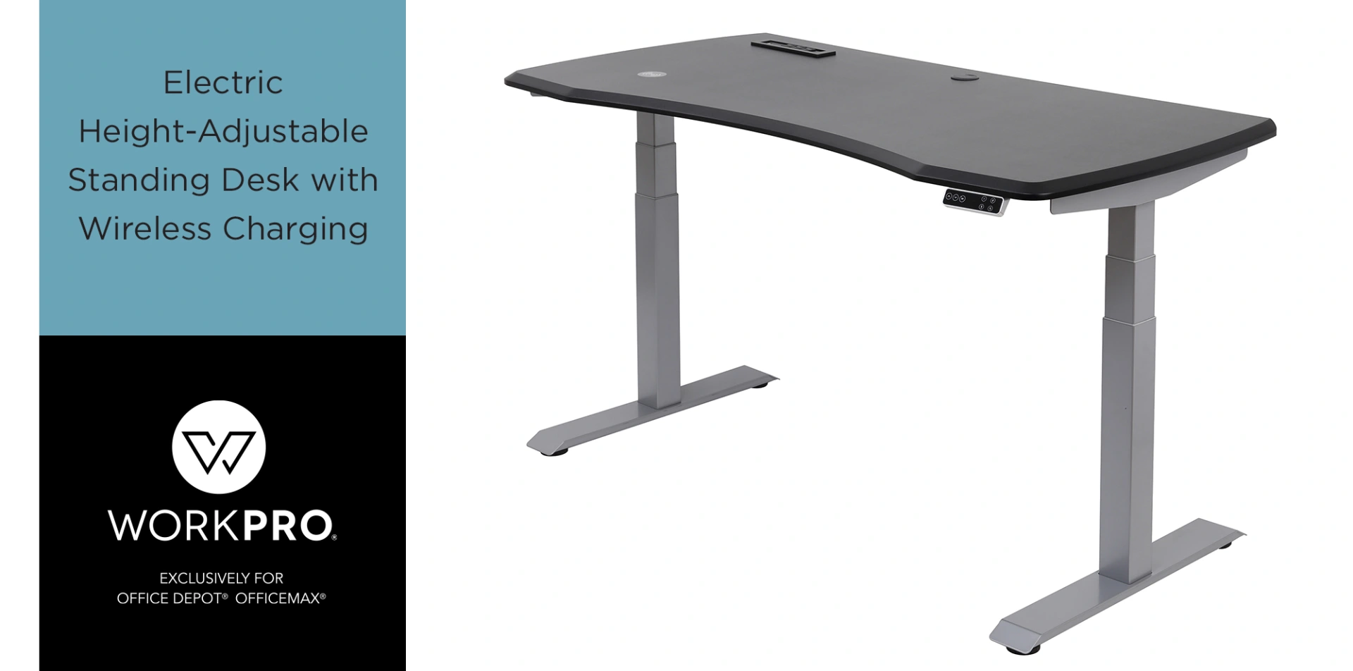 WorkPro Electric 60 W Height Adjustable Standing Desk with Wireless Charging Black OfficeSupply