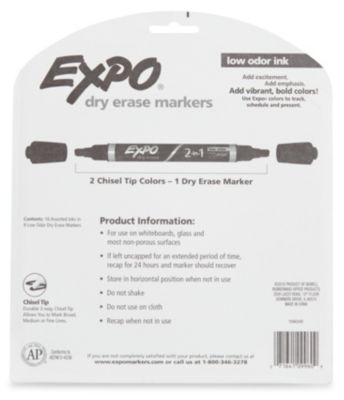 24 Pack  Basics Low-Odor Chisel Tip Dry Erase Markers Black New