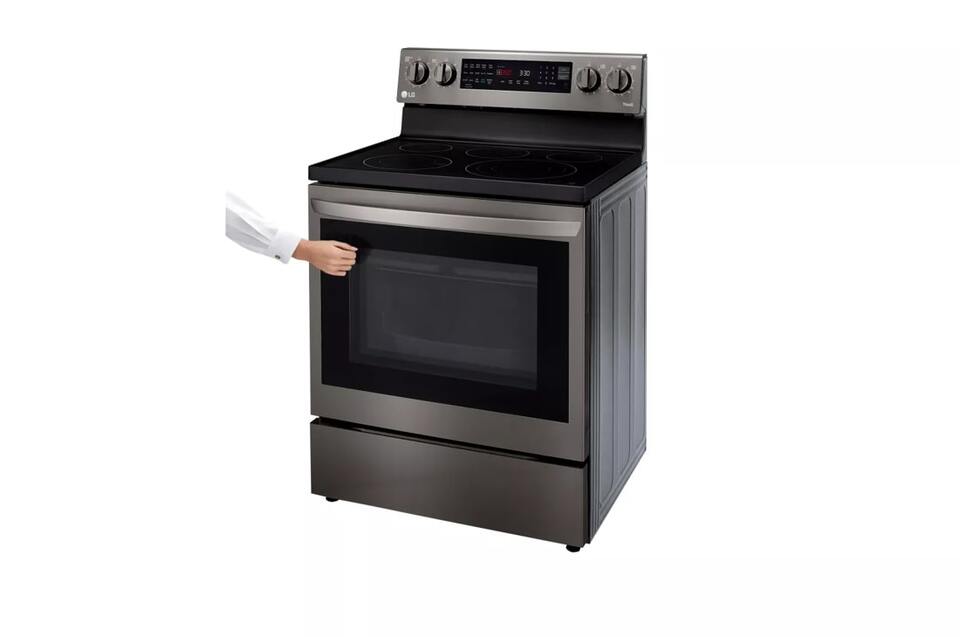 LG 6.3 cu. ft. Smart True Convection InstaView Electric Range Single Oven  with Air Fry in Printproof Stainless Steel LREL6325F - The Home Depot