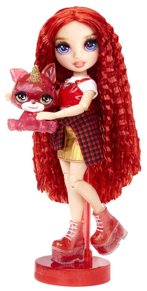 Rainbow High Ruby (Red) with Slime Kit & Pet, 11” Shimmer Doll