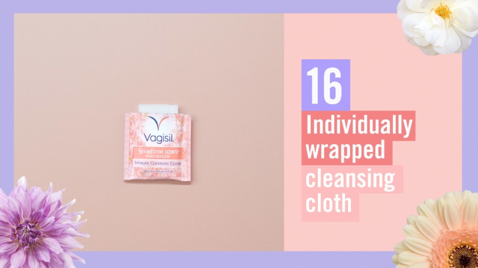 thumbnail video image 2 of Vagisil Scentsitive Scents Daily Intimate Wipes, White Jasmine Scent, 30 Ea, 2 of 3