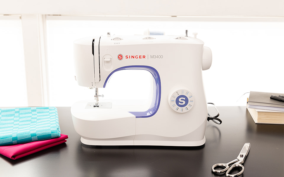 SingerA M3400 Mechanical Sewing Machine with SingerA Garment Sewing Presser Foot Kit, 97 Stitch Applications, Needle Threader, Easy-to-Use and Great