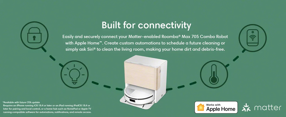 iRobot X185020 Roomba Max 705 Combo Robot Vacuum & Mop with