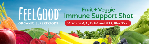 FeelGood fruit & veggie Immune Support Shot. Vit A,C,D,B6, B12, Zinc