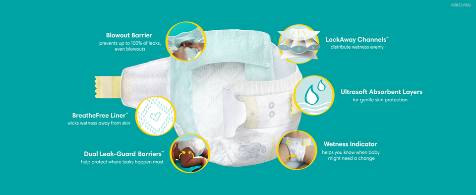 Pampers Swaddlers - Pañales desechables muy suaves para bebé talla 5, 132  unidades
