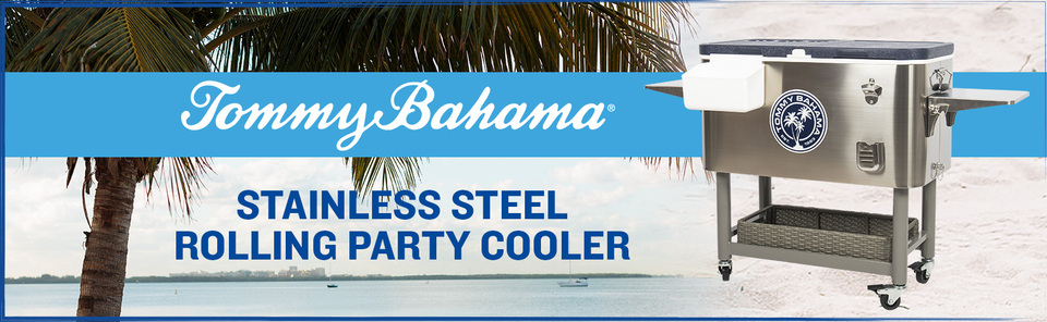 Tommy Bahama Stainless Steel Rolling Party Cooler