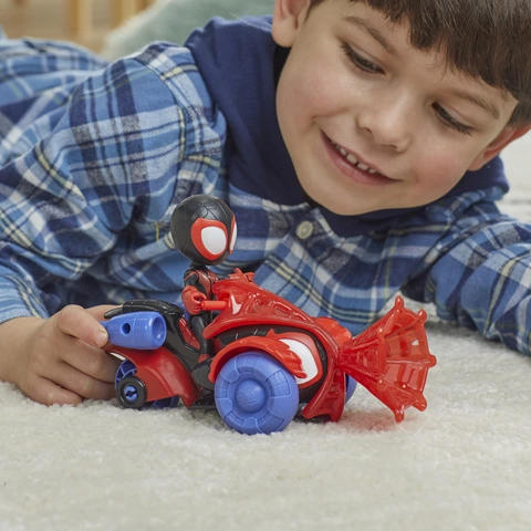 Marvel Spidey And His Amazing Friends - Techno Racer Miles Morales Figurine Et Voiture