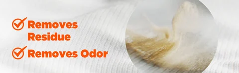 Removed residue, removes odor