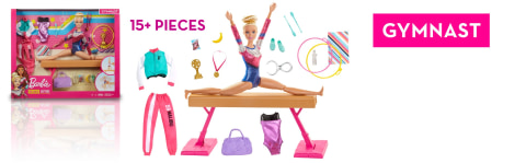 Barbie Gymnastics Playset with Blonde Doll and 15+ Accessories, Twirling  Gymnast Toy with Balance Beam 