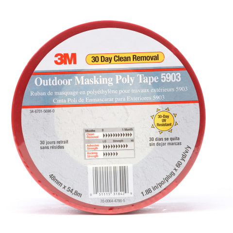 3M - Masking Tape: 2″ Wide, 60 yd Long, 7.5 mil Thick, Red