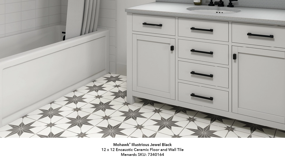 Mohawk® Retro Black 12 x 12 Ceramic Floor and Wall Tile