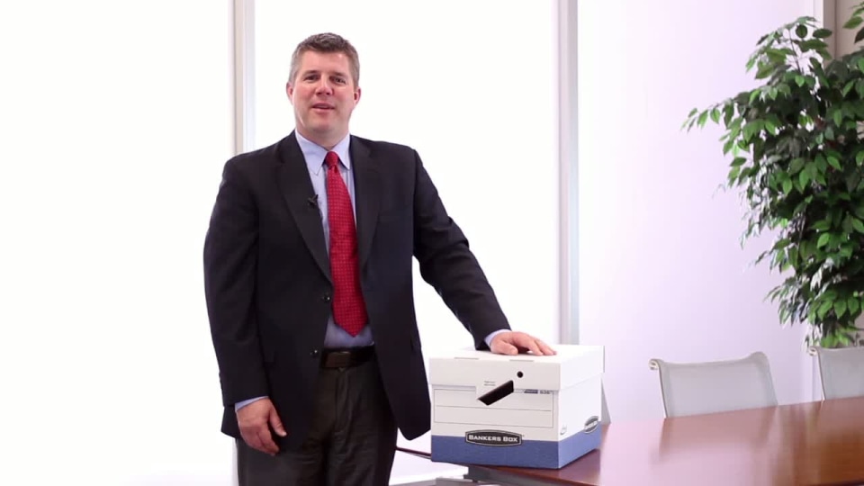 thumbnail video image 2 of Bankers Box, FEL0063601, Presto Storage Box, Kraft,Blue, 2 of 4