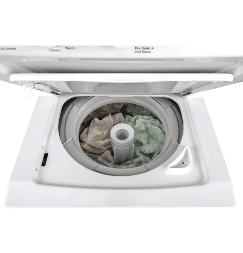 GE Appliances Unitized Spacemaker Electric Stack Laundry in White