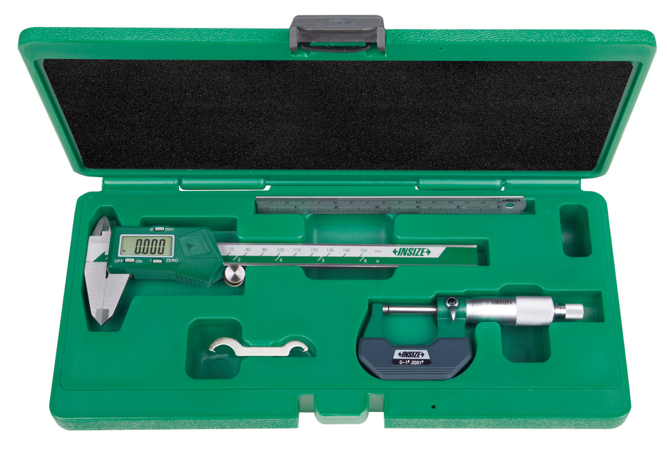 INSIZE Precision Measuring Tool Kit: 9 Pieces, Digital Caliper, Mechanical  Outside Micrometer