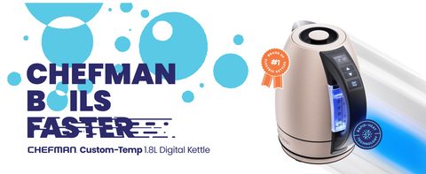 Chefman 1.7 Liter Glass Precision Control Electric Kettle - Rose