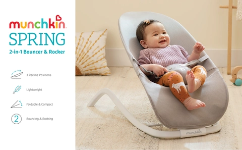 Munchkin® Spring 2-in-1 Infant Bouncer & Rocker, Lightweight with