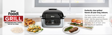 Ninja Foodi 5 In 1 Indoor Grill and Air Fryer with Surround Searing,  Removable Grill Gate, Crisper Basket, Cooking Pot, and Smoke Control System