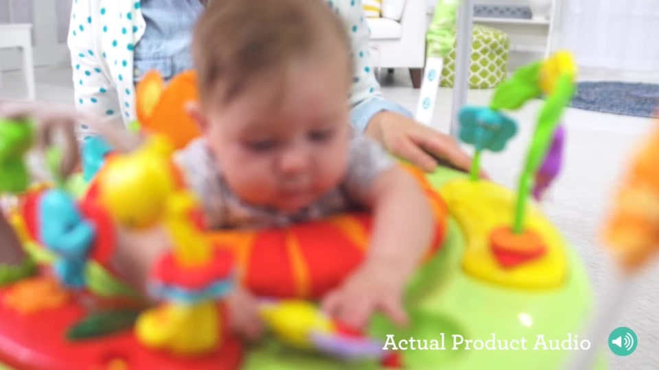 thumbnail video image 3 of Fisher-Price Jumperoo Baby Activity Center with Lights Music and Baby Toys, Pink Petals, 3 of 8