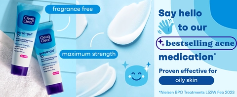 cLight blue tile  with 2 persagel acne medication tubes, maximum strength and fragrance free