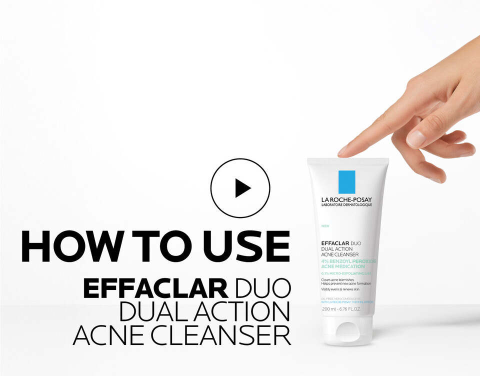 thumbnail video image 2 of La Roche-Posay Effaclar Duo Acne Face Wash With 4% Benzoyl Peroxide, 6.76 fl oz, 2 of 11