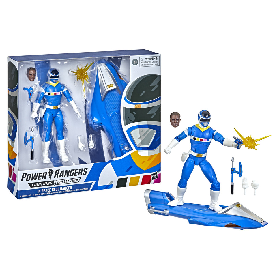 thumbnail video image 2 of Power Rangers Lightning Collection In Space Blue Ranger & Galaxy Glider Action Figure, 2 of 11