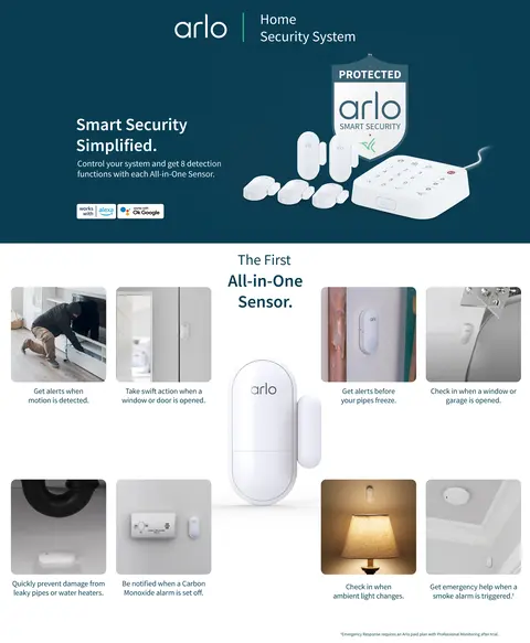 Arlo Home Security System with 5 sensors 1 Keypad Sensor Hub 1 Yard Sign Dell USA