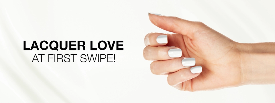 Banner featuring a hand model with polished, manicured nails.